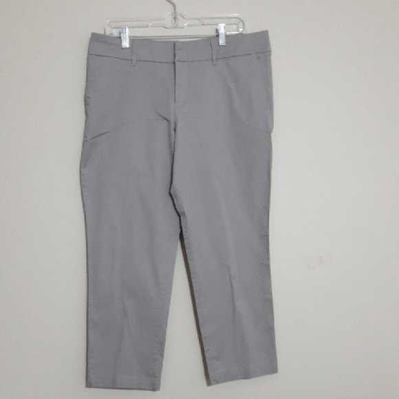 Kut Gray Cropped Pants Trouser 12 Casual Vacation Resort Stretch Beach Retro Y2k - Picture 2 of 13